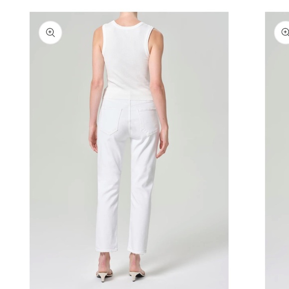 AGOLDE RILEY HIGH RISE STRAIGHT CROP (STRETCH) JEAN IN SOUR CREAM - Picture 4 of 10